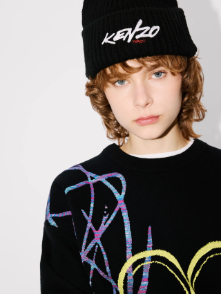 Черный свитшот KENZO из смеси хлопка и шерсти: фото 5 - Invogue