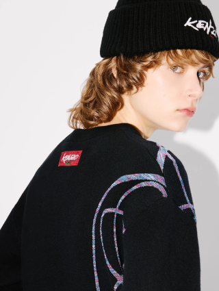 Черный свитшот KENZO из смеси хлопка и шерсти: фото 6 - Invogue