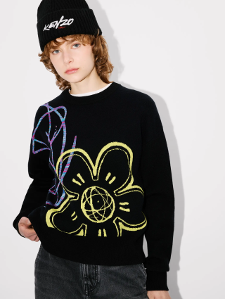 Черный свитшот KENZO из смеси хлопка и шерсти: фото 4 - Invogue