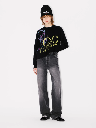 Черный свитшот KENZO из смеси хлопка и шерсти: фото 1 - Invogue