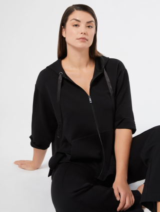 Чорне худі MARINA RINALDI з суміші бавовни: фото 1 - Invogue