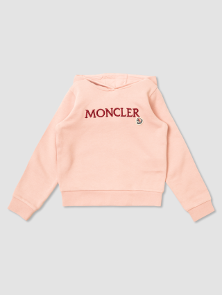 Рожеве худі MONCLER з вишитим логотипом: фото - Invogue