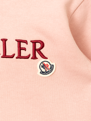 Рожеве худі MONCLER з вишитим логотипом: фото 2 - Invogue