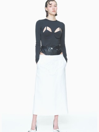 Черный топ PUSHBUTTON с вырезами: фото 5 - Invogue