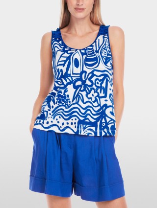 Синий топ Marc Cain с принтом: фото 3 - Invogue