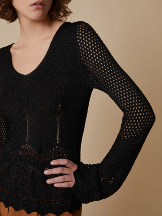 Чорний светр PennyBlack з в'язаним візерунком: фото 4 - Invogue