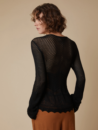 Чорний светр PennyBlack з в'язаним візерунком: фото 3 - Invogue