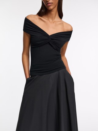 Черный топ DOROTHEE SCHUMACHER с драпировкой: фото 2 - Invogue