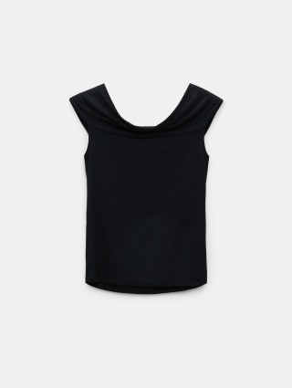 Черный топ DOROTHEE SCHUMACHER с драпировкой: фото 3 - Invogue