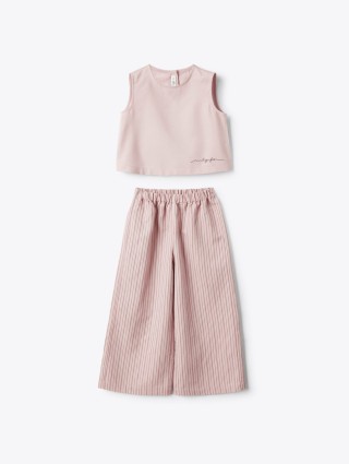 Рожевий комплект IL GUFO з топа та брюк: фото - Invogue