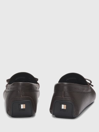 Темно-коричневі мокасини BOSS зі шкіри: фото 3 - Invogue