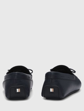 Темно-синие мокасины BOSS из кожи: фото 3 - Invogue