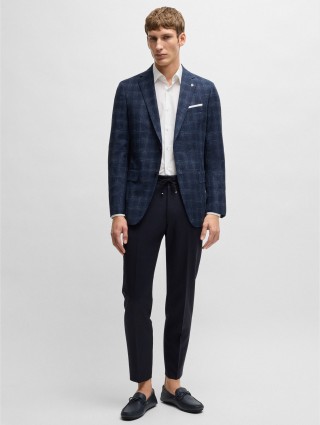 Темно-синие мокасины BOSS из кожи: фото 1 - Invogue