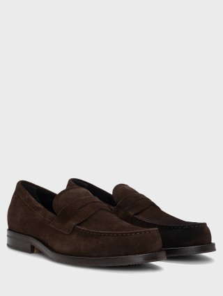 Темно-коричневі лофери BOSS замшеві: фото 2 - Invogue