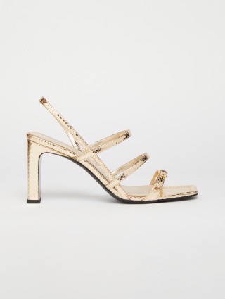 Золотые босоножки Max&Co ламинированные: фото - Invogue