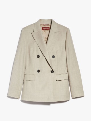 Бежевий двубортний жакет Max Mara з вовни з кишенями: фото - Invogue