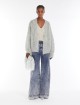 Светло-серый кардиган WEEKEND MAX MARA из мохеровой пряжи: фото 1 - Invogue