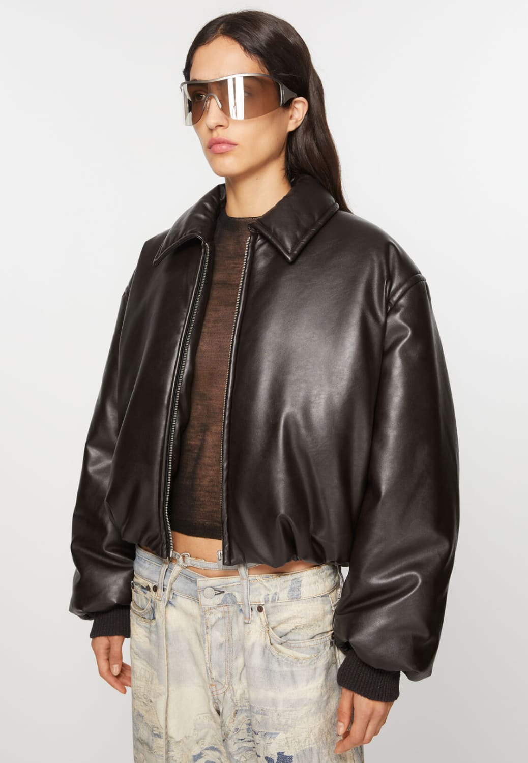 Коричневая куртка-бомбер Acne Studios свободного кроя - купить на