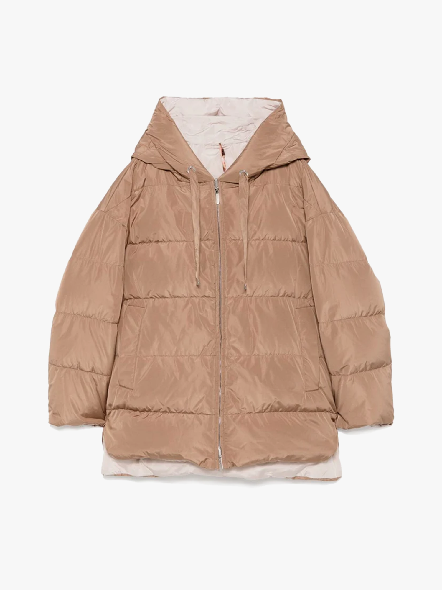 Темно-бежевый пуховик Max Mara с капюшоном - купить на Invogue