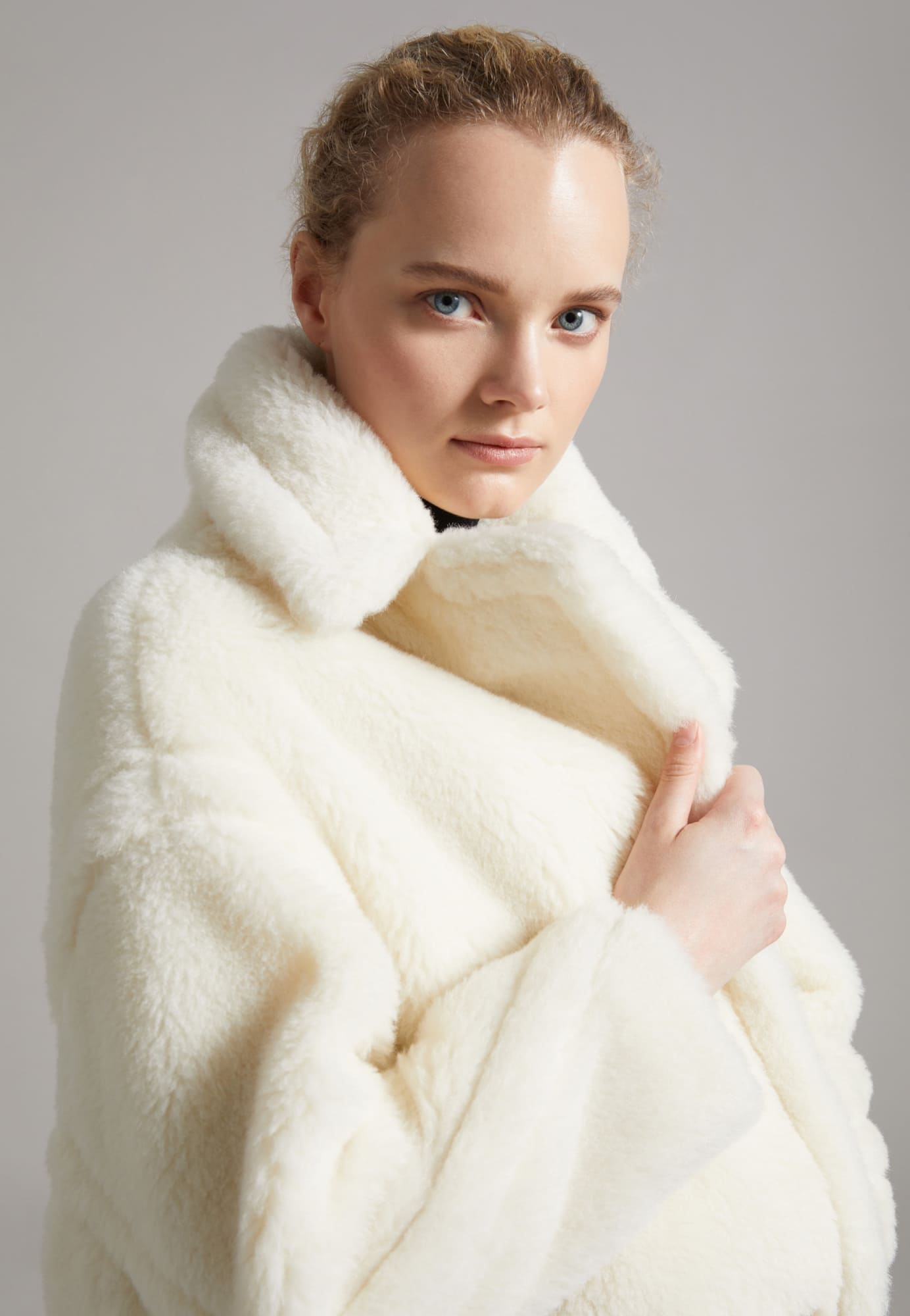 【Teddy1227】 Белое пальто Teddy oversize Max Mara из бленда альпаки и шелка