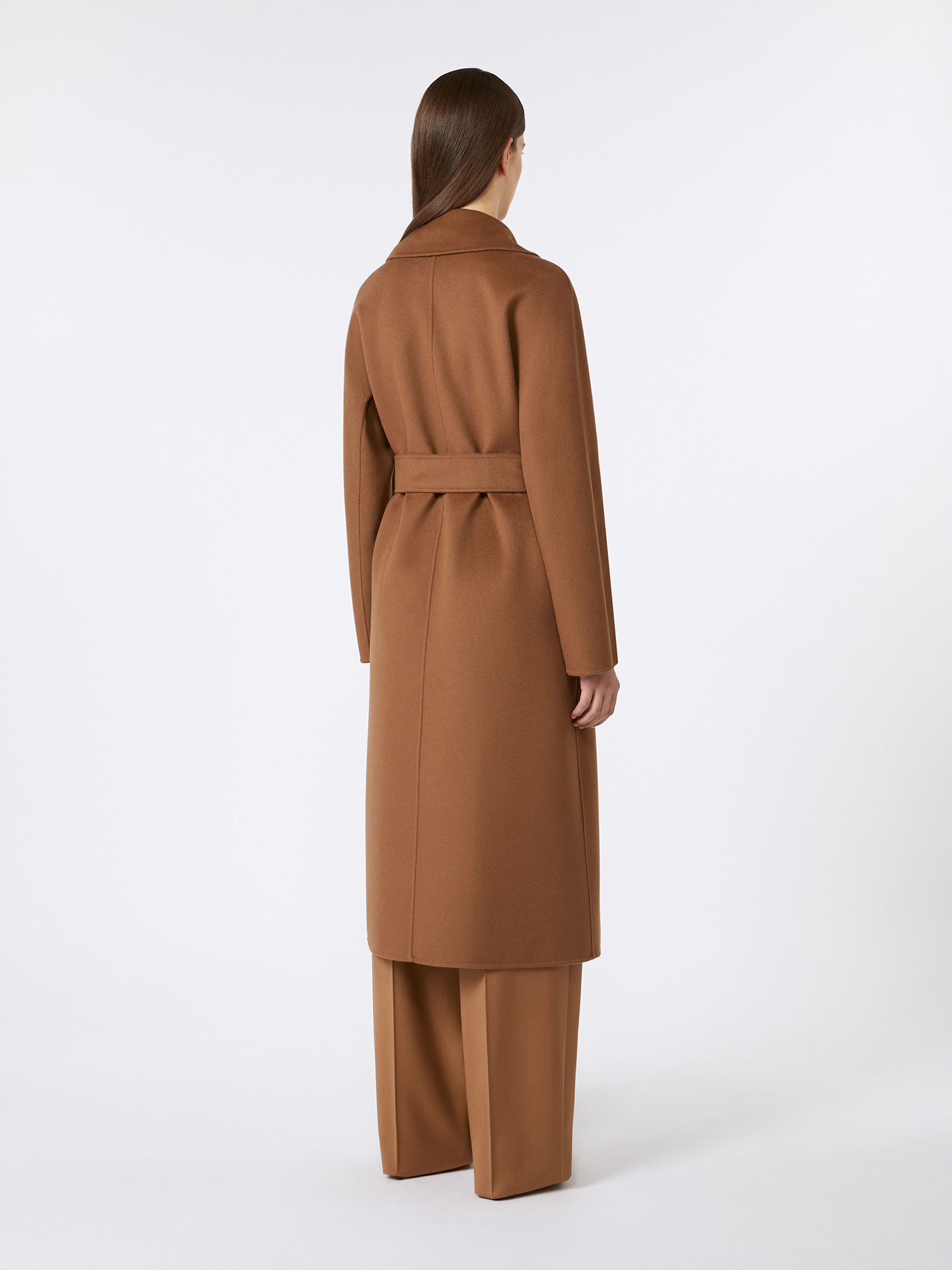 Коричневое пальто MAX MARA из шерсти, кашемира и шелка - купить на