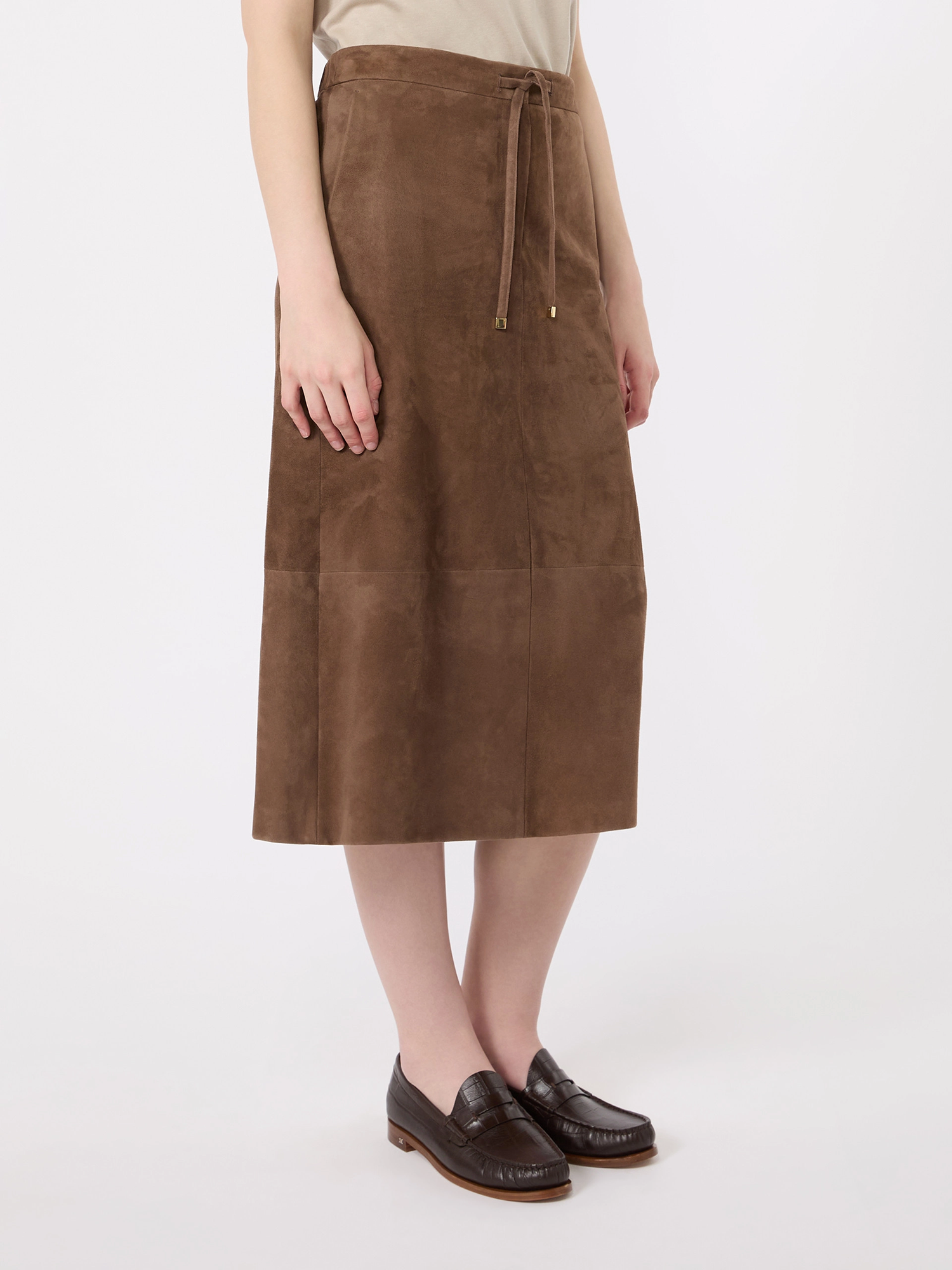 Коричневая юбка Max Mara из замши и ацетата - купить на Invogue