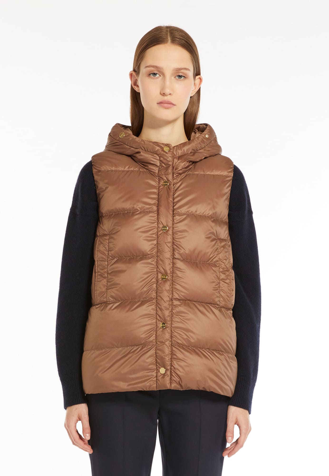 Коричневый жилет MAX MARA с капюшоном - купить на Invogue — арт