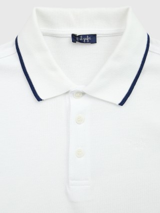 Белое поло IL GUFO: фото 2 - Invogue