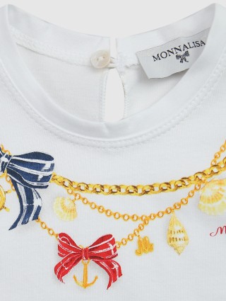 Белая футболка MONNALISA: фото 2 - Invogue