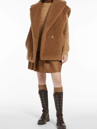 Карамельный жилет Teddy Max Mara из бленда верблюжьей шерсти и шелка: фото 3 - Invogue
