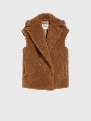 Карамельный жилет Teddy Max Mara из бленда верблюжьей шерсти и шелка: фото - Invogue