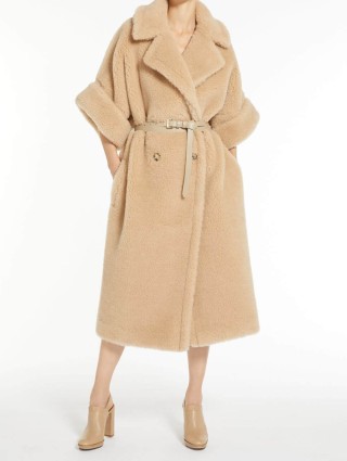Кремове пальто Teddy oversize Max Mara з бленду альпаки та шовку: фото 4 - Invogue