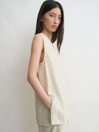 Кремовая блуза Totême из смеси вискозы и льна: фото 5 - Invogue