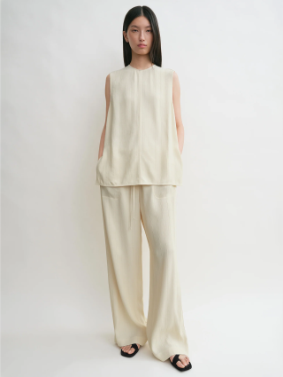 Кремовая блуза Totême из смеси вискозы и льна: фото 1 - Invogue