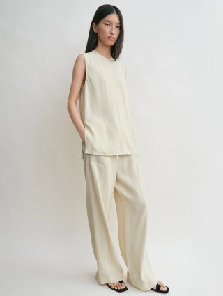 Кремовая блуза Totême из смеси вискозы и льна: фото 2 - Invogue