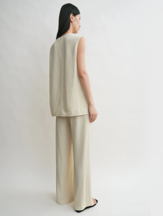 Кремовая блуза Totême из смеси вискозы и льна: фото 3 - Invogue