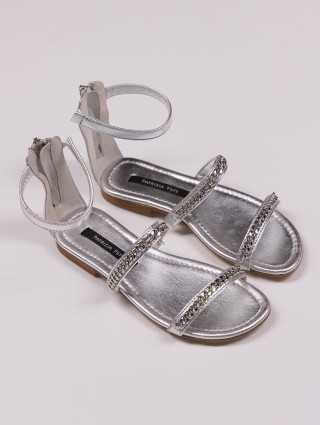 Серебристые босоножки PATRIZIA PEPE KIDS: фото - Invogue