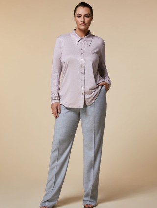 Светло-серые брюки MARINA RINALDI SLIM из шерстяной фланели: фото 4 - Invogue