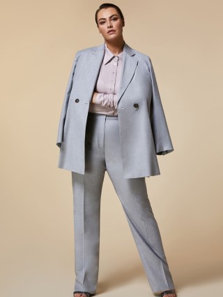Светло-серые брюки MARINA RINALDI SLIM из шерстяной фланели: фото 5 - Invogue