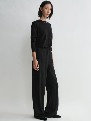 Черные брюки Totême фланелевые: фото 4 - Invogue