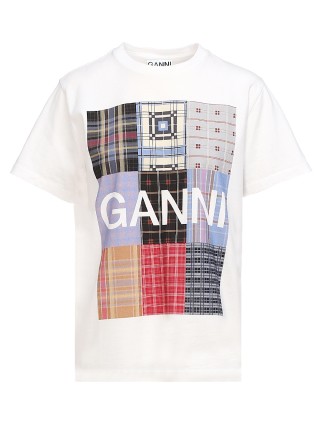 Белая футболка GANNI: фото 2 - Invogue