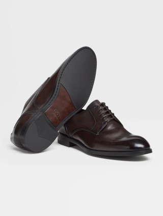Темно-коричневые дерби Zegna Siena Flex из полированной вручную кожи: фото 2 - Invogue