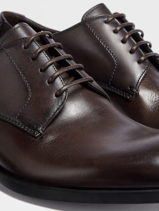 Темно-коричневые дерби Zegna Siena Flex из полированной вручную кожи: фото 3 - Invogue