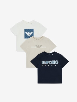 Набор Emporio Armani из трех детских футболок: фото - Invogue