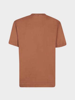 Коричневая базовая футболка Zegna из хлопка c эмблемой на груди: фото 1 - Invogue