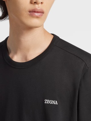 Чёрная футболка ZEGNA: фото 3 - Invogue
