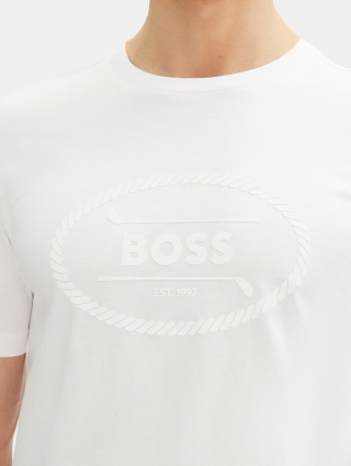 Белая футболка BOSS с логотипом: фото 4 - Invogue