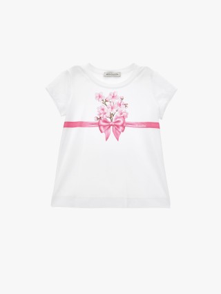 Белая футболка MONNALISA из хлопкового трикотажа: фото - Invogue