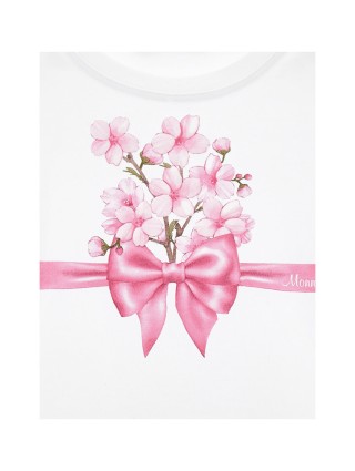 Белая футболка MONNALISA из хлопкового трикотажа: фото 3 - Invogue