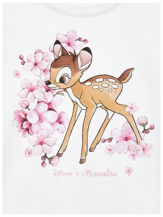 Белая футболка MONNALISA с принтом Bambi: фото 2 - Invogue